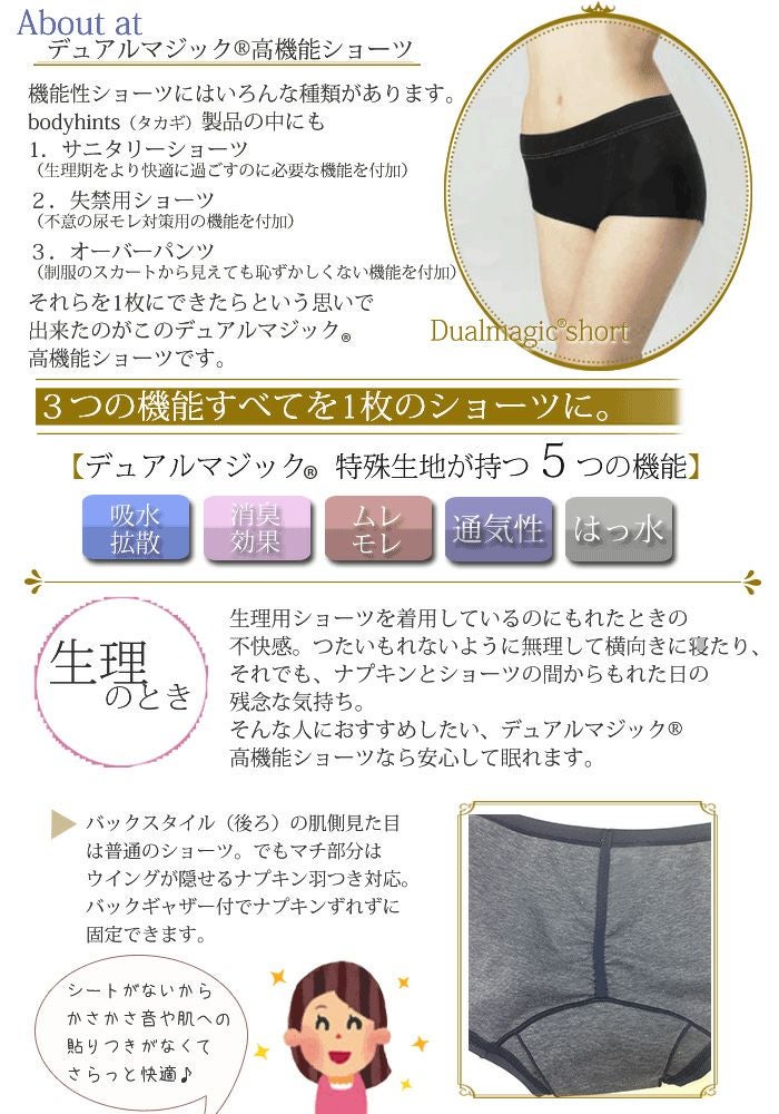 昼夜用 サニタリーショーツ 3つの機能を持つ新発想 デュアルマジック