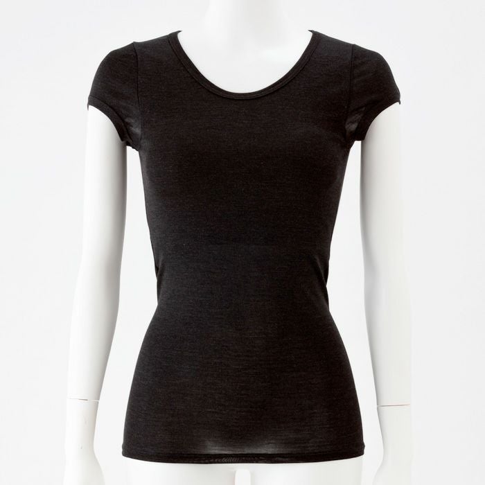 おうちで洗えるシルク100％フライス汗脇パッド付フレンチ袖インナー