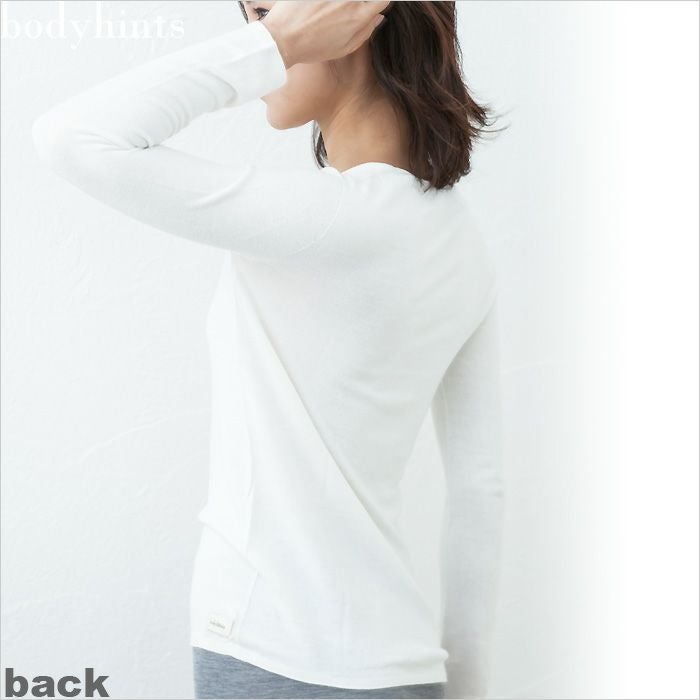 こだわりの無縫製☆日本製 シルクニット長袖インナー 丸首タイプ