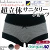 【多い日・夜用・ウルトラナイト】 超立体ボーダー柄サニタリーショーツ（生理用パンツ）【レギュラー丈】