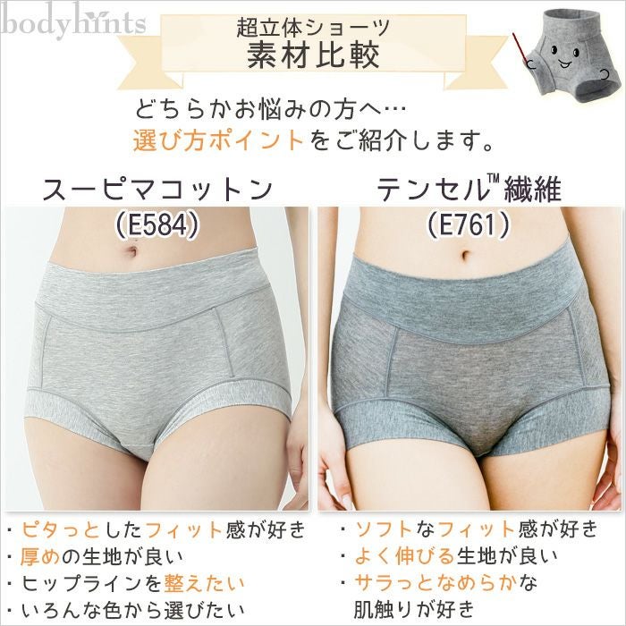 テンセル(TM)繊維 超立体ショーツ 3枚セット スタンダード丈 日本製