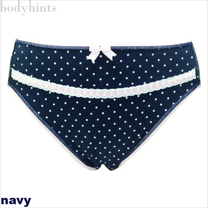 【昼用・ウイング】 サニタリーショーツ（生理用パンツ）ドット柄 レース リボン