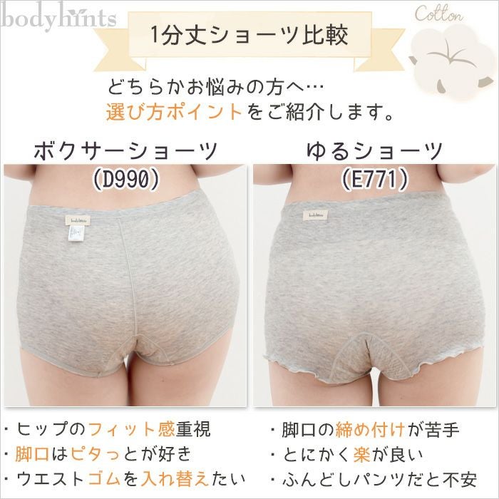 綿100% 1分丈 ゆるショーツ 日本製 E771WB | 日々の暮らしにやさしい